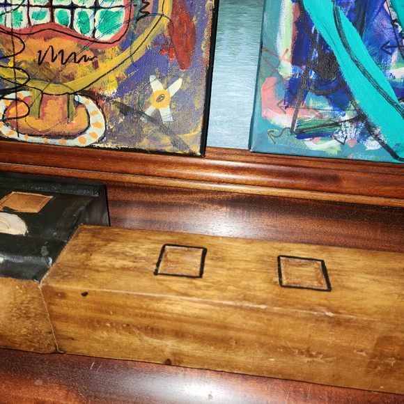 Hand Carved Wood Train Engine Votive Tealight Candle Holder Railroadiana Decor - Picture 2 of 7